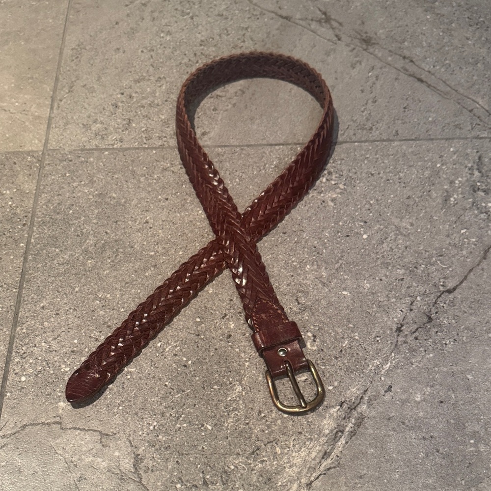 Braided Leather Belt - Brown small